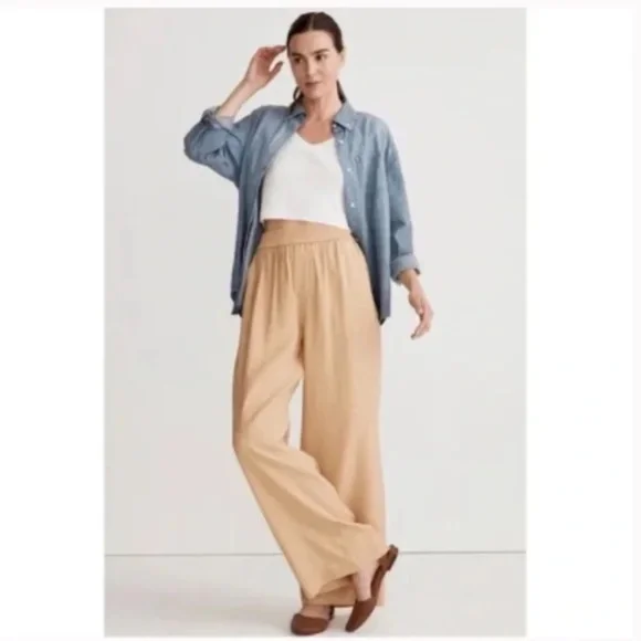 MADEWELL The Carley Wide-Leg Softdrape Pant in Desert Dune Women Size XL - Picture 4 of 7